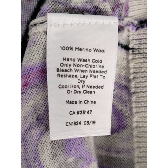 Talbots Merino Wool Sweater Women's Sz SP Purple Paisley long sleeve popover Top - Picture 4 of 9